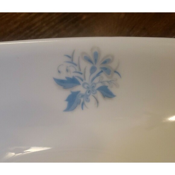 Abalone China Sky Flower Gravy Boat Vintage Japan MCM White Blue Platinum Trim - Picture 3 of 7